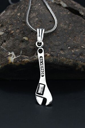 Ingiliz Anahtarı Tasarımlı Gümüş Kolye Zincir 925 Ayar