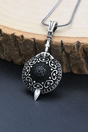 Gümüş Kolye Zincir 925 Ayar Kılıç Kalkan