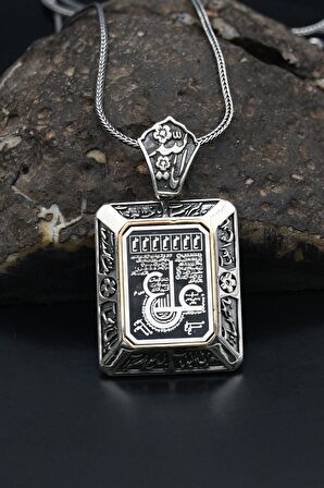 Hz. Ali Yazlı Gümüş Kolye Zincir 925 Ayar