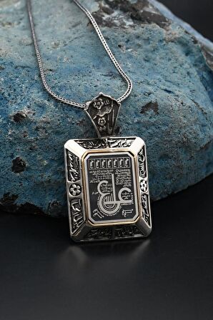 Hz. Ali Yazlı Gümüş Kolye Zincir 925 Ayar