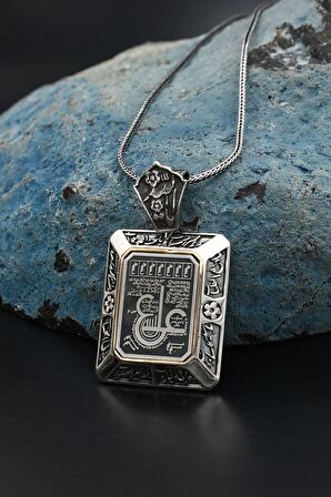 Hz. Ali Yazlı Gümüş Kolye Zincir 925 Ayar