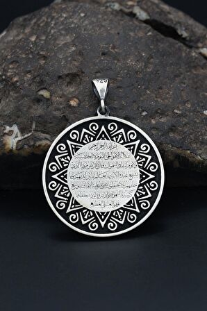 Kolye Ucu 925 Ayar Gümüş Ayetel Kürsi Yazılı 