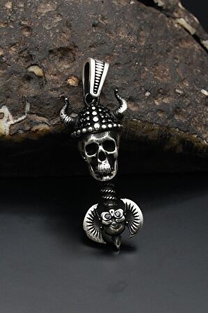 Kurukafa Figürlü Kolye Ucu 925 Ayar Gümüş