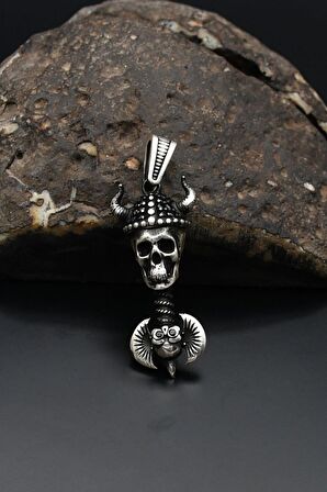 Kurukafa Figürlü Kolye Ucu 925 Ayar Gümüş