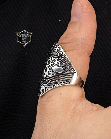 925 Ayar Ayarlanabilir Gümüş Zihgir Okçu Erkek Yüzüğü