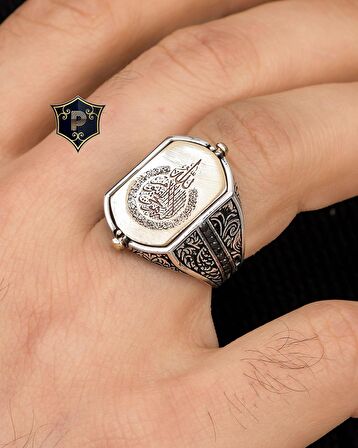 Hz. Süleyman Mührü Ve Ayetel Kürsi Çift Tarafli 925 Ayar Gümüş Erkek Yüzüğü