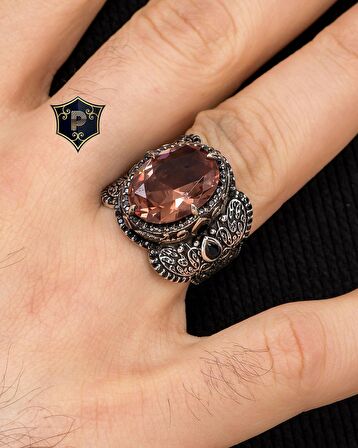 Zultanit Taşlı Mikro Taş Süslemeli 925 Ayar Gümüş Erkek Yüzüğü