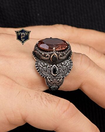 Zultanit Taşlı Mikro Taş Süslemeli 925 Ayar Gümüş Erkek Yüzüğü