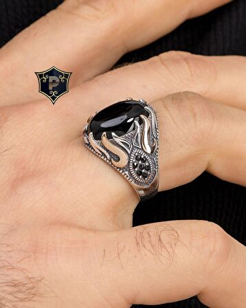 Oniks Taşlı 925 Ayar Gümüş Erkek Yüzüğü