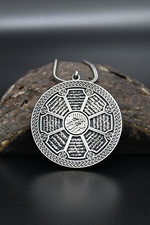 (Ayetel Kürsi ve Kadir ve Kafirun ve Nas ve Falek ve İhlas ve Elif Lamaim ve Fatiha ) Sureleri Gümüş Kolye Zincir 