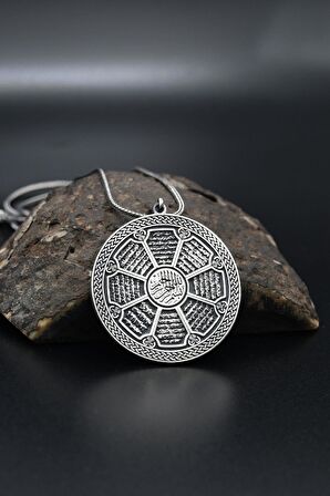 (Ayetel Kürsi ve Kadir ve Kafirun ve Nas ve Falek ve İhlas ve Elif Lamaim ve Fatiha ) Sureleri Gümüş Kolye Zincir 