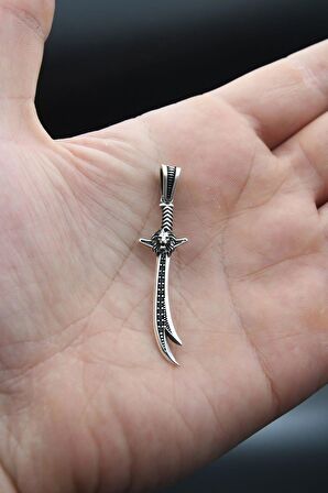 Aslan Figürlü Ve Hz. Ali Zülfikar Kılıcı Erkek Kolye Zincir  925 Ayar Gümüş 