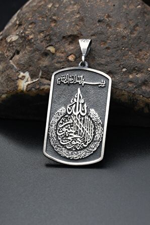Kolye Ucu 925 Ayar Gümüş Ayetel Kürsi Yazlı 