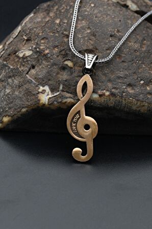 Sol Anahtarı Müzik Nota 925 Ayar Çift Kolye Gümüş Zincir 