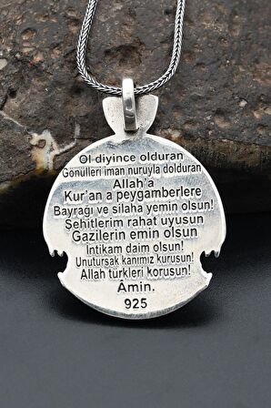 Bozkurt Göktürkçe Türk Yazılı Erkek Gümüş Kolye Zincir