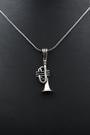 Saksafon Erkek Gümüş Kolye Zincir 925 Ayar 