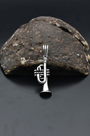 Saksafon Kolye Ucu 925 Ayar Gümüş