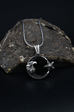 Kolye Zincir Ay Yıldızlı Kartal Figürlü 925 Ayar Gümüş