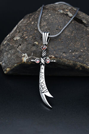 La Feta İlla Ali La Seyfe İlla Zülfikar Yazlı Hz. Ali Kolye Zincir Gümüş 