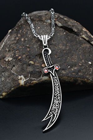 Hz. Ali Zülfikar Kılıcı Kral Zincirli 925 Ayar Gümüş Kolye 901101