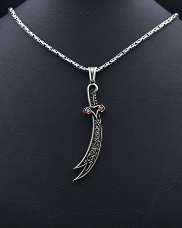 Hz. Ali Zülfikar Kılıcı Kral Zincirli 925 Ayar Gümüş Kolye 901101