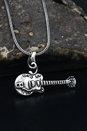Gitar Kolye Zincir 925 Ayar Gümüş 901125