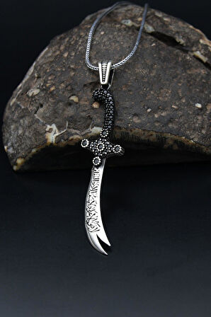 Erkek Kolye Zincir Hz. Ali ( Zülfikar Kılıcı ) 925 Ayar Gümüş 901130