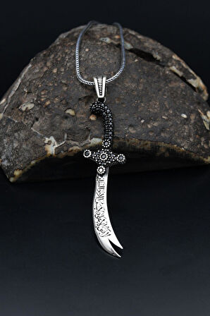 Erkek Kolye Zincir Hz. Ali ( Zülfikar Kılıcı ) 925 Ayar Gümüş 901130