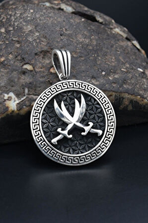 Kolye Ucu Hz. Ali ( Zülfikar Kılıcı ) Grek Desenli 925 Ayar Gümüş 901182