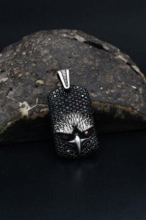 Kolye Ucu Kartal Figürlü Mikro taş Süslemeli 925 Ayar Gümüş 901190