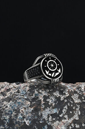 Çapa Dümen 925 Ayar Gümüş Erkek Yüzüğü 901225