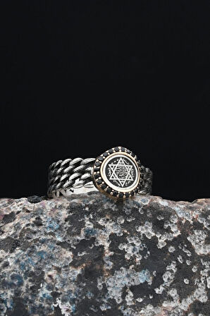 925 Ayar Gümüş Erkek Yüzüğü Hz. Süleyman Mührü 901226