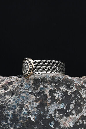 925 Ayar Gümüş Erkek Yüzüğü Hz. Süleyman Mührü 901226