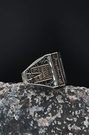 Kâbe-i Şerif (Kabe Desenli ) 925 Ayar Gümüş Erkek Yüzüğü 901259