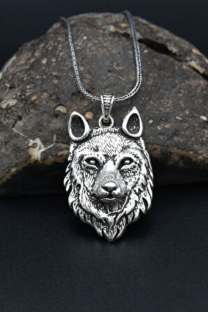 Kurt Figürlü 925 Ayar Gümüş Erkek Kolye Zincir 901315