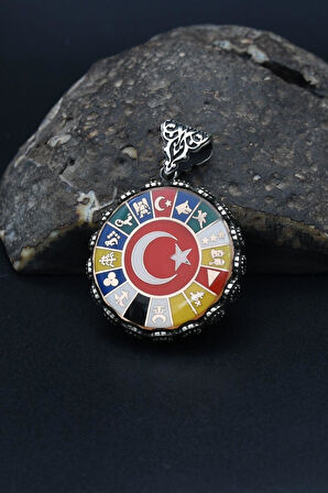 Kolye Ucu 16 Türk Devleti - Ay Yıldızlı (AYYILDIZLI) 925 Ayar Erkek Gümüş 901329