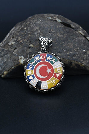 Kolye Ucu 16 Türk Devleti - Ay Yıldızlı (AYYILDIZLI) 925 Ayar Erkek Gümüş 901329