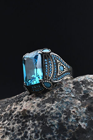 Gümüş Erkek Yüzük Aquamarine (AQUA MARİN) Taşlı 901387