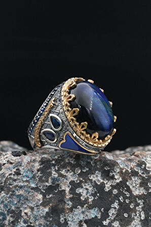 Doğal Damarlı Akik Taşlı Tesbih Ve 925 Ayar Gümüş Erkek Yüzüğü Kaplangözü Taşlı 901405