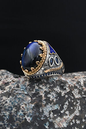 Doğal Damarlı Akik Taşlı Tesbih Ve 925 Ayar Gümüş Erkek Yüzüğü Kaplangözü Taşlı 901405