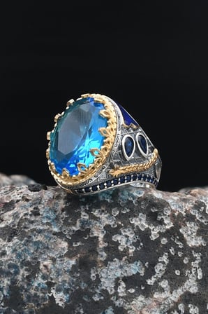 Aquamarine (AQUA MARİN) Taşlı Tesbih Ve 925 Ayar Gümüş Erkek Yüzüğü Aquamarine (AQUA MARİN) Taşlı 901421