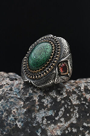 Özel Tasarım 925 Ayar Gümüş Erkek Yüzüğü Nazar Duası 901536