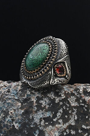 Özel Tasarım 925 Ayar Gümüş Erkek Yüzüğü Nazar Duası 901536