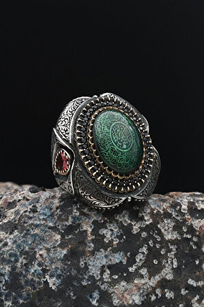 Özel Tasarım 925 Ayar Gümüş Erkek Yüzüğü Nazar Duası 901536