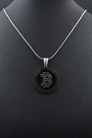 Bitcoin Gümüş Kolye Zincir 925 Ayar 901570