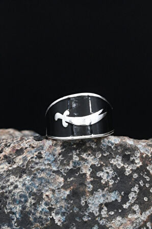 Zülfikar Hz. Ali'nin Kılıcı Mineli 925 Ayar Gümüş Erkek Yüzüğü 901628