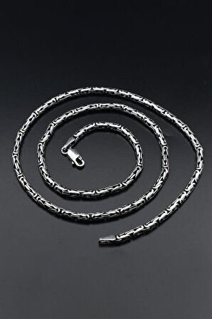 Erkek Gümüş 925 Ayar Kral Kolye Zincir Yuvarlak 3 MM 901689