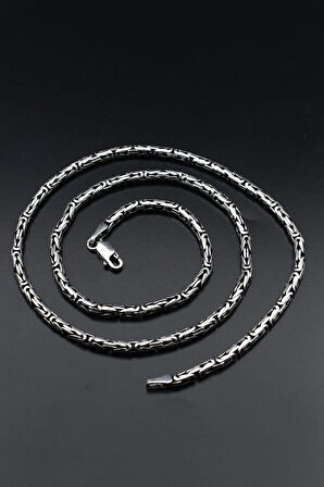 Erkek Gümüş 925 Ayar Kral Kolye Zincir Yuvarlak 3 MM 901689