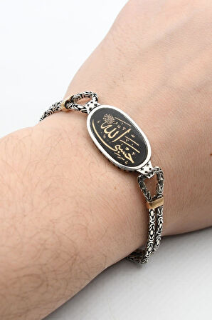 Hasbiyallah Yazılı (ALLAH BANA YETER) 2mm Kral Zincir 925 Ayar Gümüş Bileklik 901707