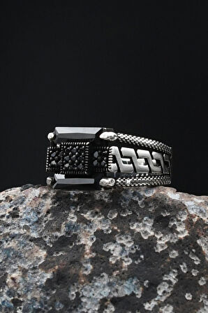 Pençe Figürlü Siyah Baget Taşlı 925 Ayar Gümüş Erkek Yüzüğü 901719